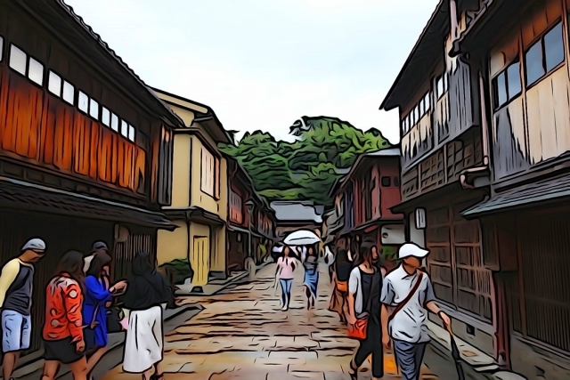 ひがし茶屋街イラスト