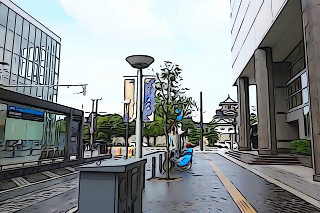 富山城への行き方イラスト